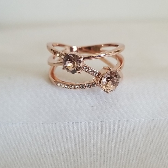 Jewelry | New Rose Gold Pink Clear Rhinestone Ring | Poshmark